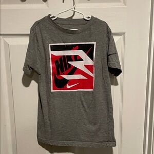 Nike Kids Gray Tee with Red and Black Graphic